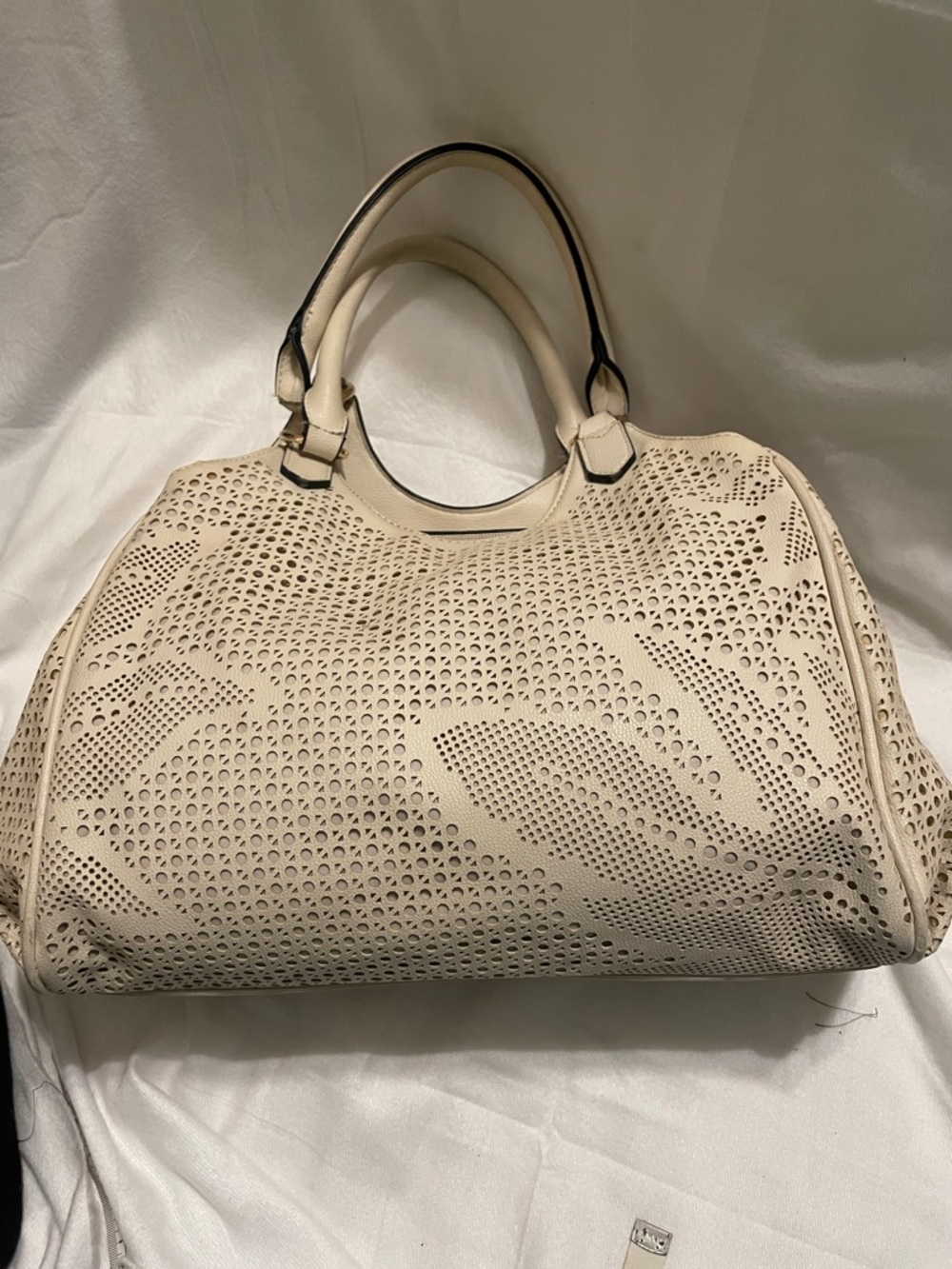Seven day lifestyles and dreams Cream Women's Satchel Bag with Gold Accents